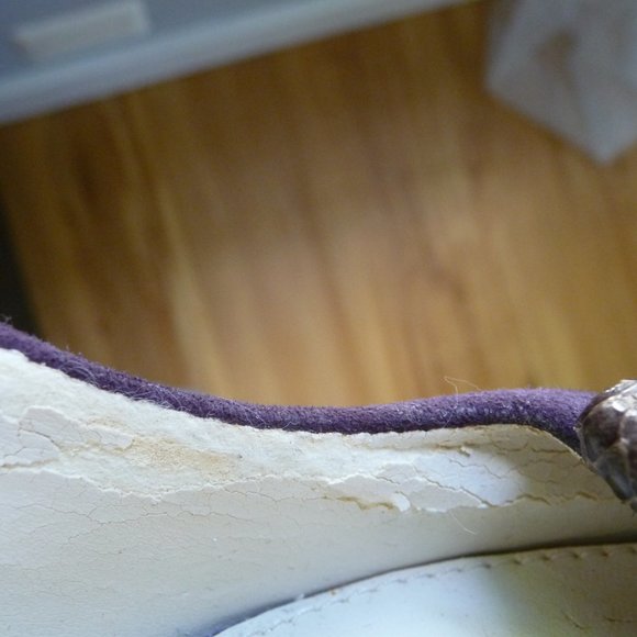 CALVIN KLEIN NEW WOMEN HIGH HEEL PURPLE PUMPS WITH BROWN REPTILE BOW SI… - Picture 4 of 5